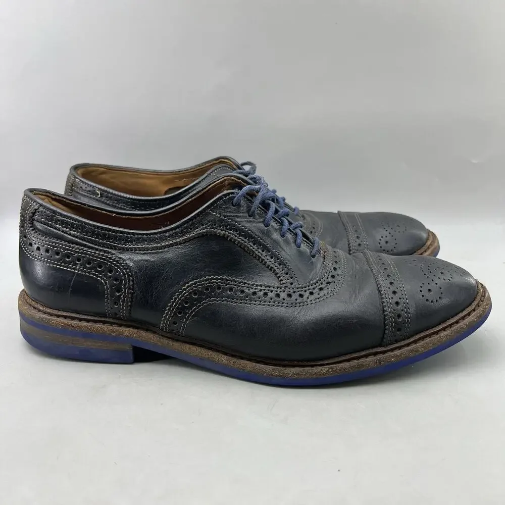 Allen Edmonds Strandmok Oxford Men Size 10.5 3E Wide Black Wingtip Dainite Shoes